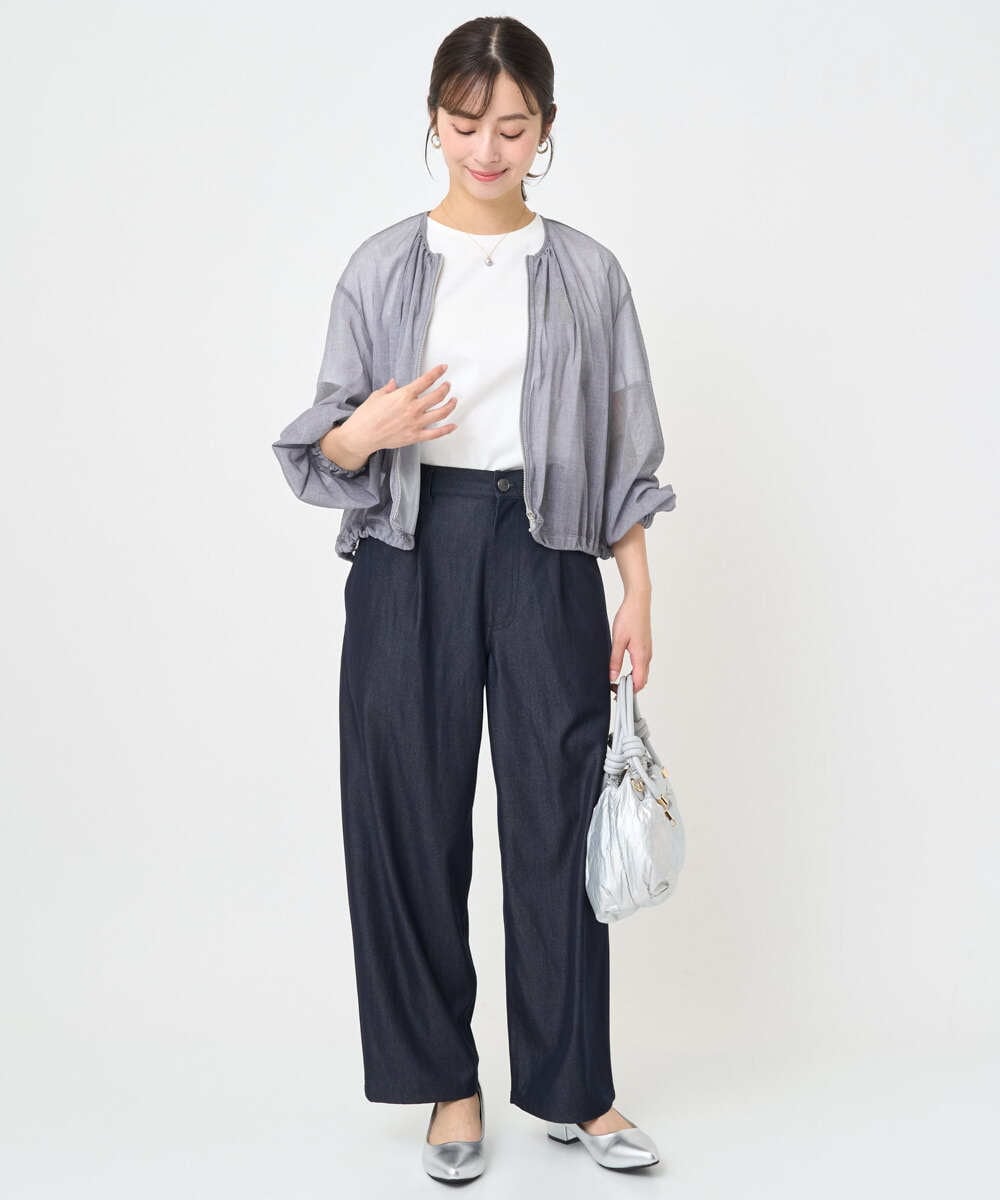 F1LJA80150 MK MICHEL KLEIN(小さいサイズ)(メゾン ドゥ サンク) 【小さいサイズ】ソフトデニムライクバレルパンツ/洗濯機で洗える ネイビー