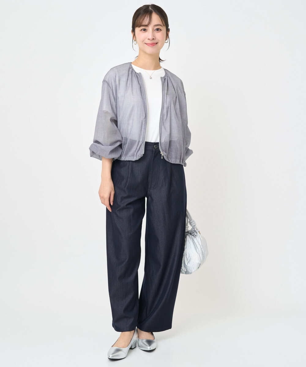 F1LJA80150 MK MICHEL KLEIN(小さいサイズ)(メゾン ドゥ サンク) 【小さいサイズ】ソフトデニムライクバレルパンツ/洗濯機で洗える ネイビー