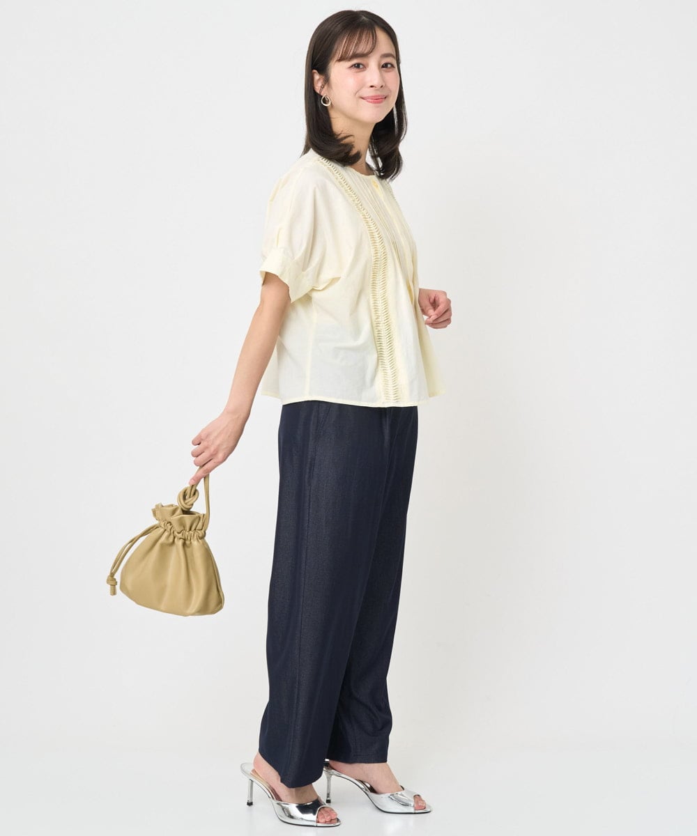F1LJA80150 MK MICHEL KLEIN(小さいサイズ)(メゾン ドゥ サンク) 【小さいサイズ】ソフトデニムライクバレルパンツ/洗濯機で洗える ネイビー