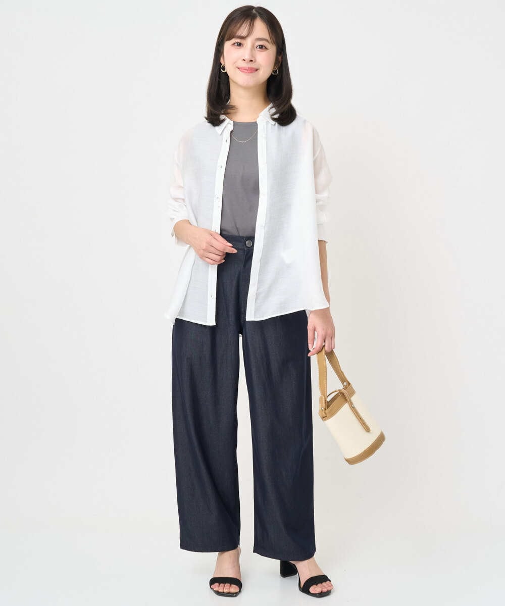 F1LJA80150 MK MICHEL KLEIN(小さいサイズ)(メゾン ドゥ サンク) 【小さいサイズ】ソフトデニムライクバレルパンツ/洗濯機で洗える ネイビー