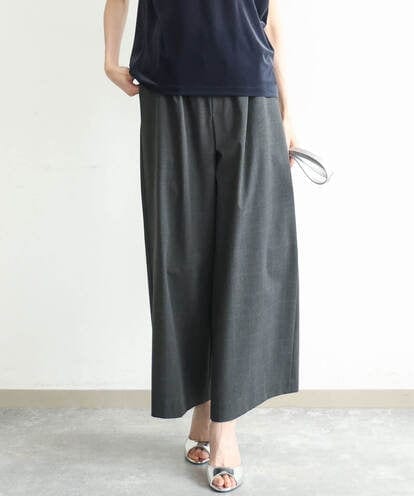 F1LJD34160 MK MICHEL KLEIN(小さいサイズ) 【小さいサイズ】[洗える]ストレートワイドパンツ(チェック・無地)