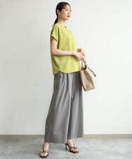 F1LJD34160 MK MICHEL KLEIN(小さいサイズ)(メゾン ドゥ サンク) 【小さいサイズ】[洗える]ストレートワイドパンツ(チェック・無地) ダークグレー（チェック）