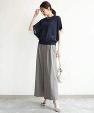 F1LJD34160 MK MICHEL KLEIN(小さいサイズ)(メゾン ドゥ サンク) 【小さいサイズ】[洗える]ストレートワイドパンツ(チェック・無地) ダークグレー（チェック）