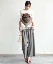 F1LJD34160 MK MICHEL KLEIN(小さいサイズ)(メゾン ドゥ サンク) 【小さいサイズ】[洗える]ストレートワイドパンツ(チェック・無地) ダークグレー（チェック）