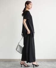 F1LJD34160 MK MICHEL KLEIN(小さいサイズ)(メゾン ドゥ サンク) 【小さいサイズ】[洗える]ストレートワイドパンツ(チェック・無地) ダークグレー（チェック）