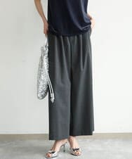 F1LJD34160 MK MICHEL KLEIN(小さいサイズ)(メゾン ドゥ サンク) 【小さいサイズ】[洗える]ストレートワイドパンツ(チェック・無地) ダークグレー（チェック）