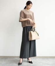 F1LJD34160 MK MICHEL KLEIN(小さいサイズ)(メゾン ドゥ サンク) 【小さいサイズ】[洗える]ストレートワイドパンツ(チェック・無地) ダークグレー（チェック）