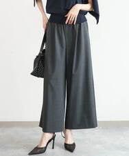 F1LJD34160 MK MICHEL KLEIN(小さいサイズ)(メゾン ドゥ サンク) 【小さいサイズ】[洗える]ストレートワイドパンツ(チェック・無地) ダークグレー（チェック）