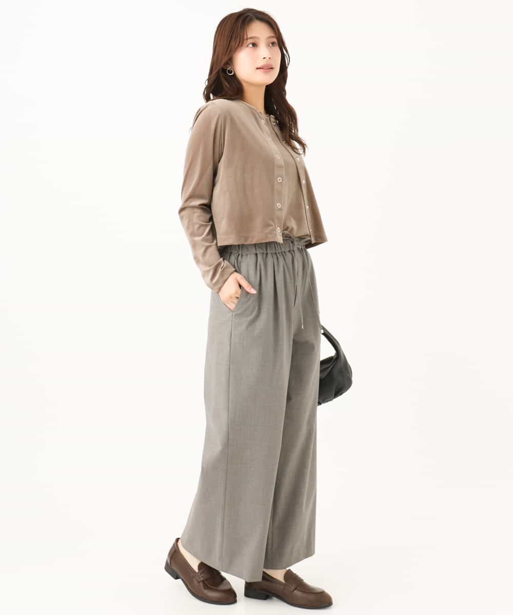 F1LJD34160 MK MICHEL KLEIN(小さいサイズ)(メゾン ドゥ サンク) 【小さいサイズ】[洗える]ストレートワイドパンツ(チェック・無地) グレー（チェック）