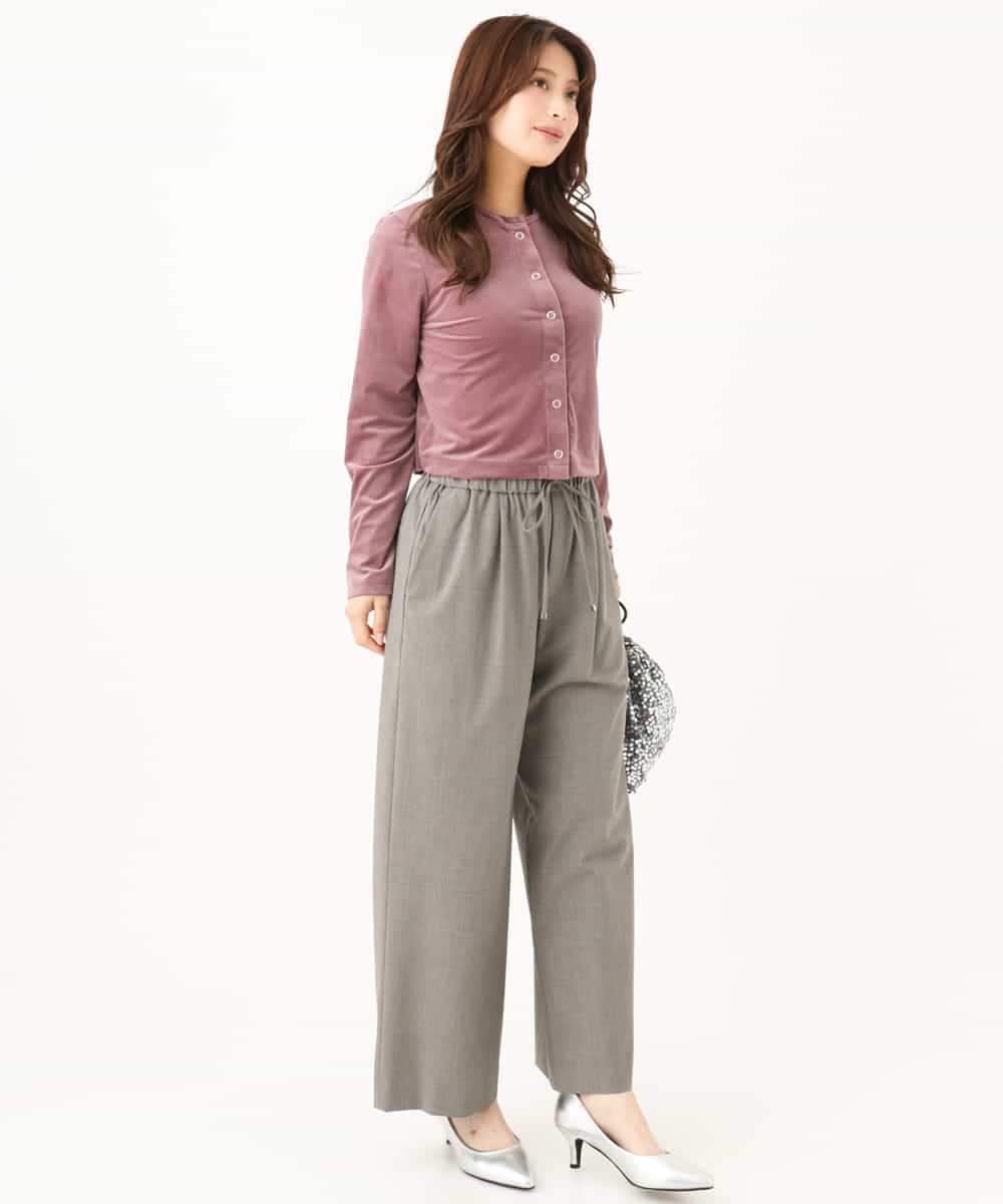 F1LJD34160 MK MICHEL KLEIN(小さいサイズ)(メゾン ドゥ サンク) 【小さいサイズ】[洗える]ストレートワイドパンツ(チェック・無地) グレー（チェック）