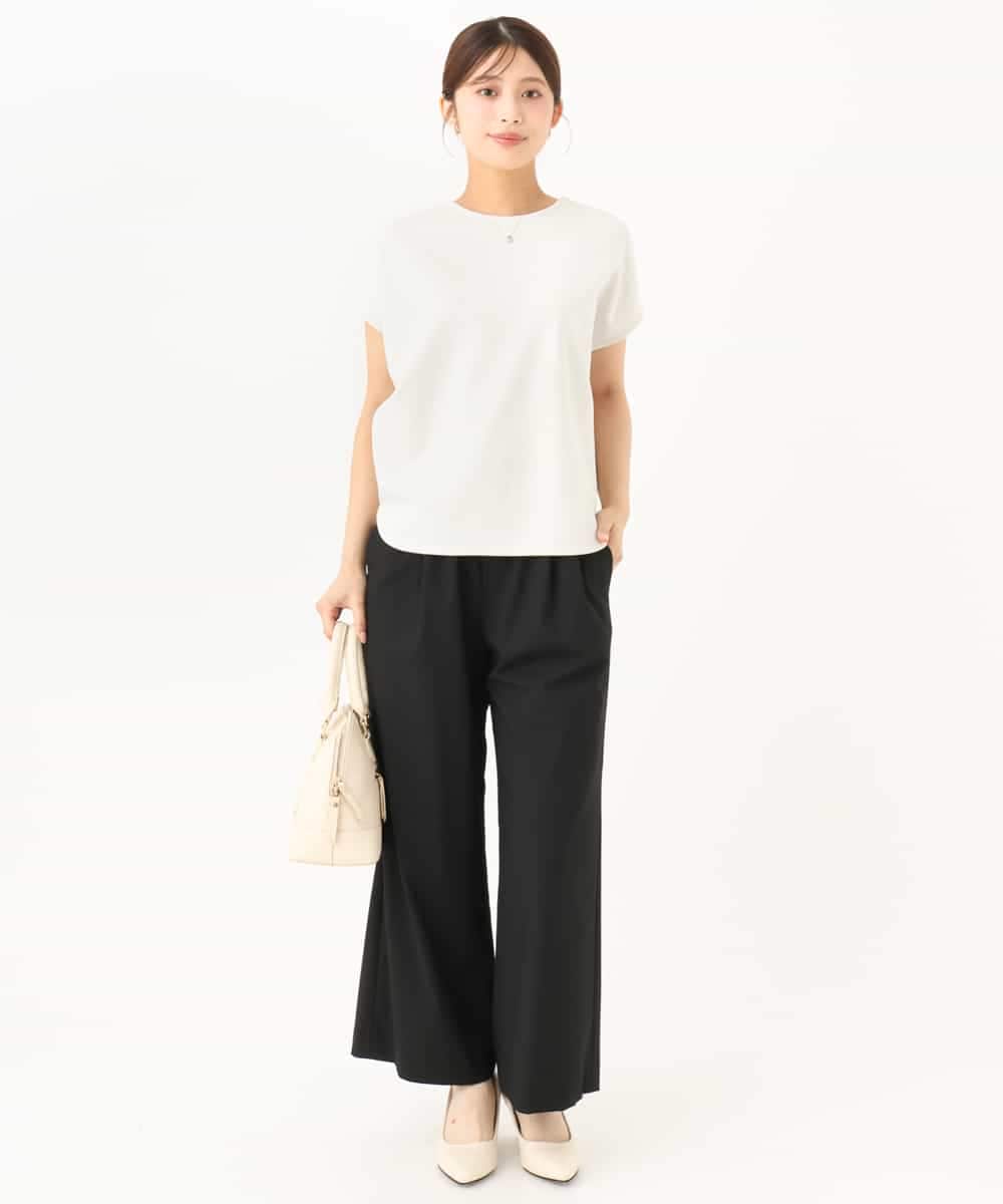 F1LJD34160 MK MICHEL KLEIN(小さいサイズ)(メゾン ドゥ サンク) 【小さいサイズ】[洗える]ストレートワイドパンツ(チェック・無地) グレー（チェック）