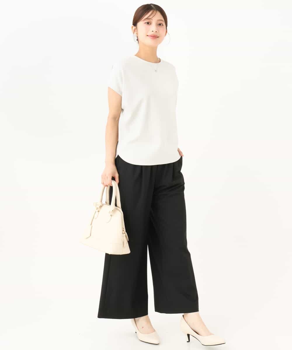 F1LJD34160 MK MICHEL KLEIN(小さいサイズ)(メゾン ドゥ サンク) 【小さいサイズ】[洗える]ストレートワイドパンツ(チェック・無地) グレー（チェック）