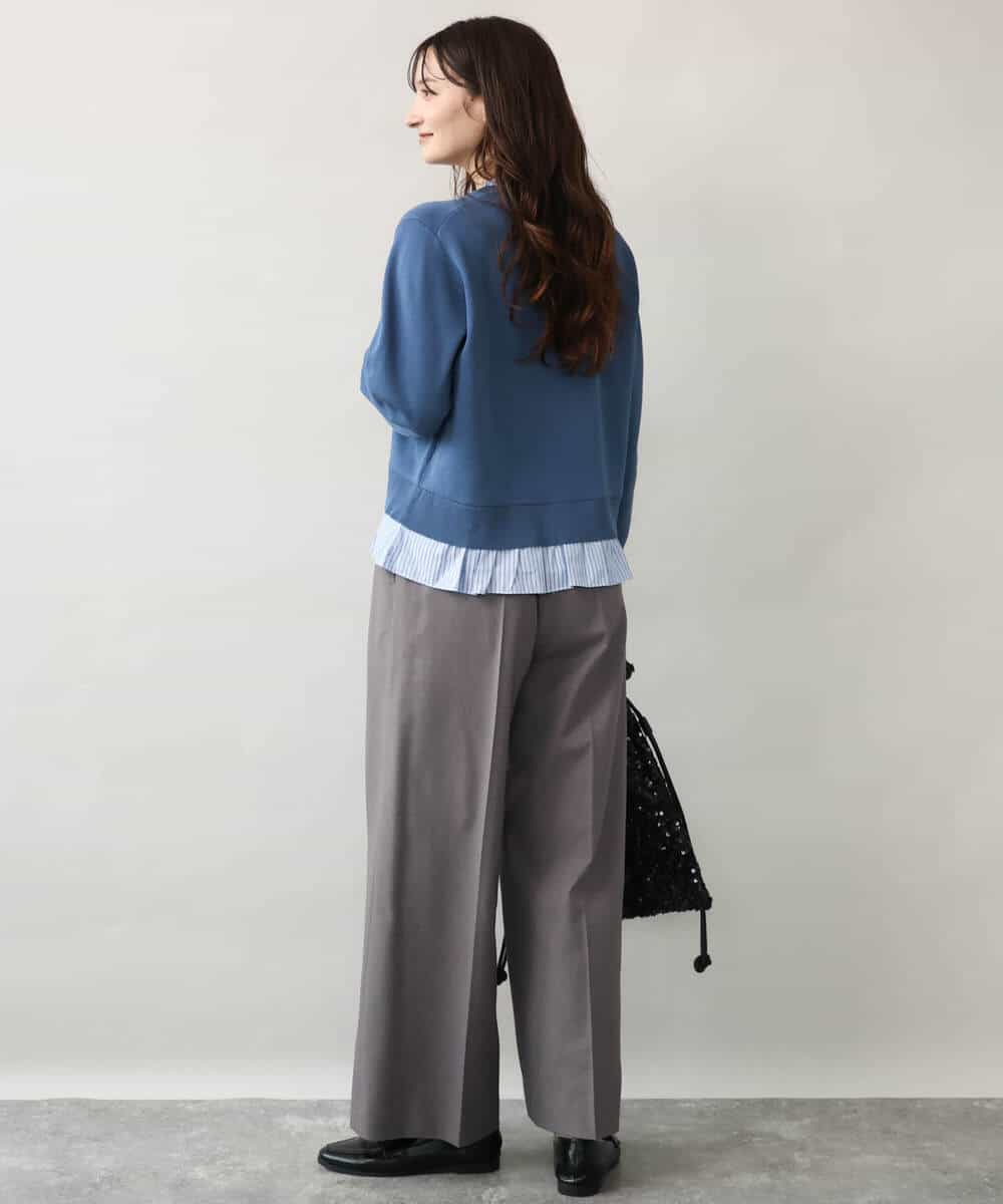 F1LJD45160 MK MICHEL KLEIN(小さいサイズ)(メゾン ドゥ サンク) 【小さいサイズ】[洗える/イージーケア/抗ピリング/ナチュラルストレッチ]ストレートワイドシルエットパンツ（無地） ブラック