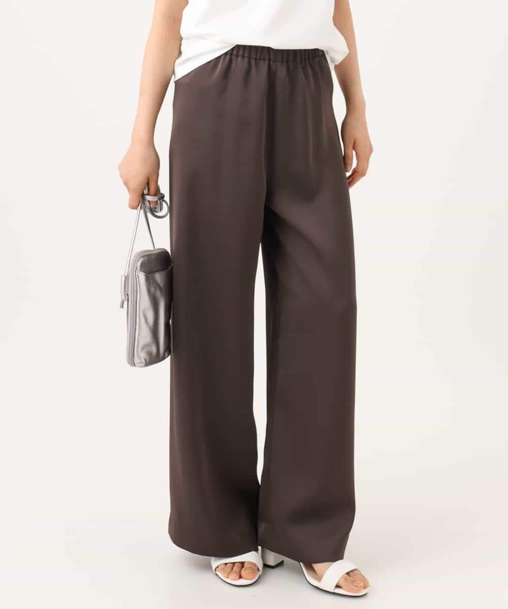 F1LJD71150 MK MICHEL KLEIN(小さいサイズ)(メゾン ドゥ サンク) 【小さいサイズ】[接触冷感/洗える]リラクシーサテンワイドパンツ グレージュ