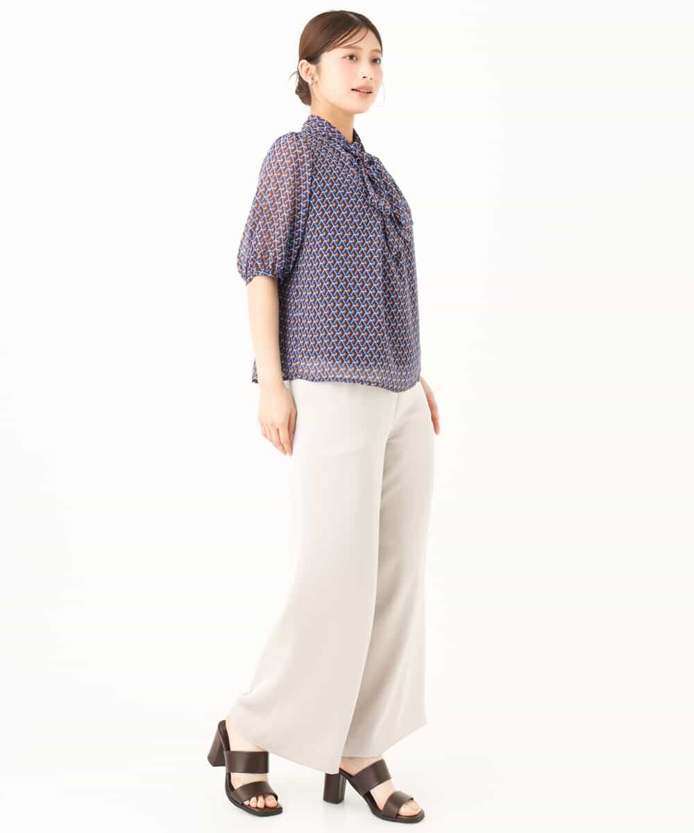 F1LJD71150 MK MICHEL KLEIN(小さいサイズ)(メゾン ドゥ サンク) 【小さいサイズ】[接触冷感/洗える]リラクシーサテンワイドパンツ グレージュ