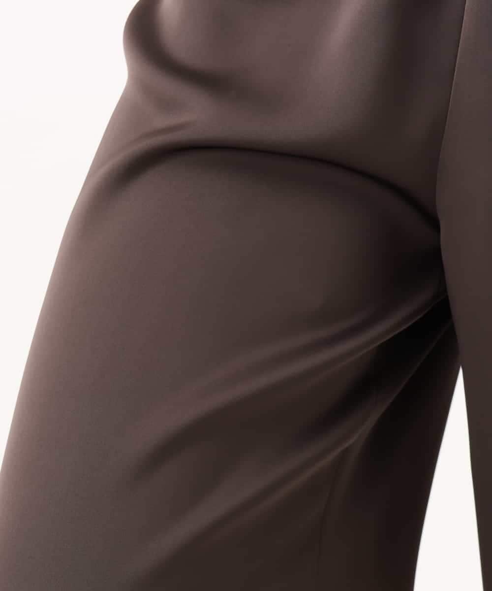 F1LJD71150 MK MICHEL KLEIN(小さいサイズ)(メゾン ドゥ サンク) 【小さいサイズ】[接触冷感/洗える]リラクシーサテンワイドパンツ グレージュ