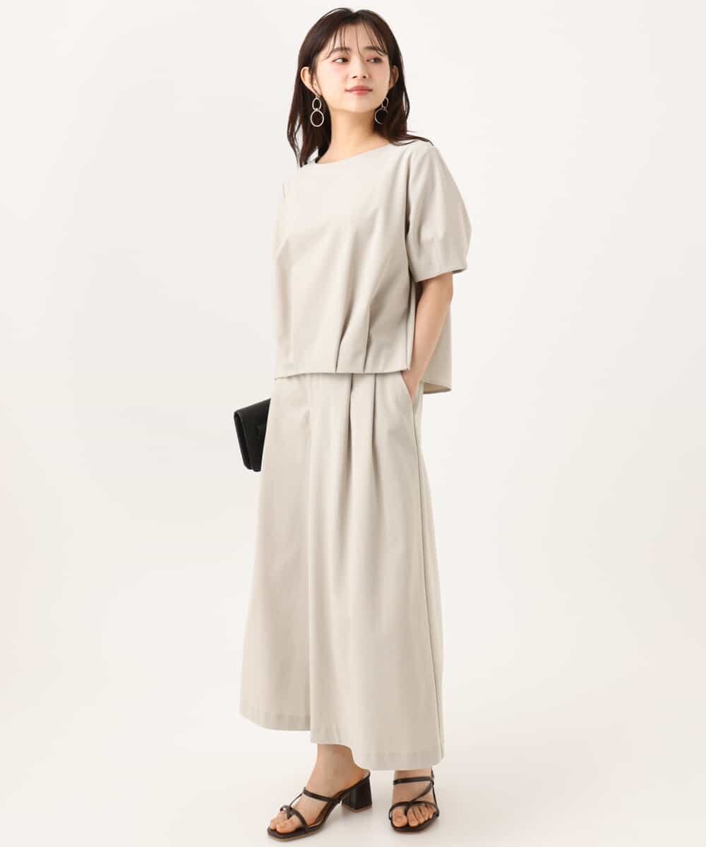 F1LJD76170 MK MICHEL KLEIN(小さいサイズ)(メゾン ドゥ サンク) 【小さいサイズ】[瞬美シリーズ/UVカット/接触冷感/速乾/洗濯機で洗える]トリコット ワイドクロップドパンツ ベージュ