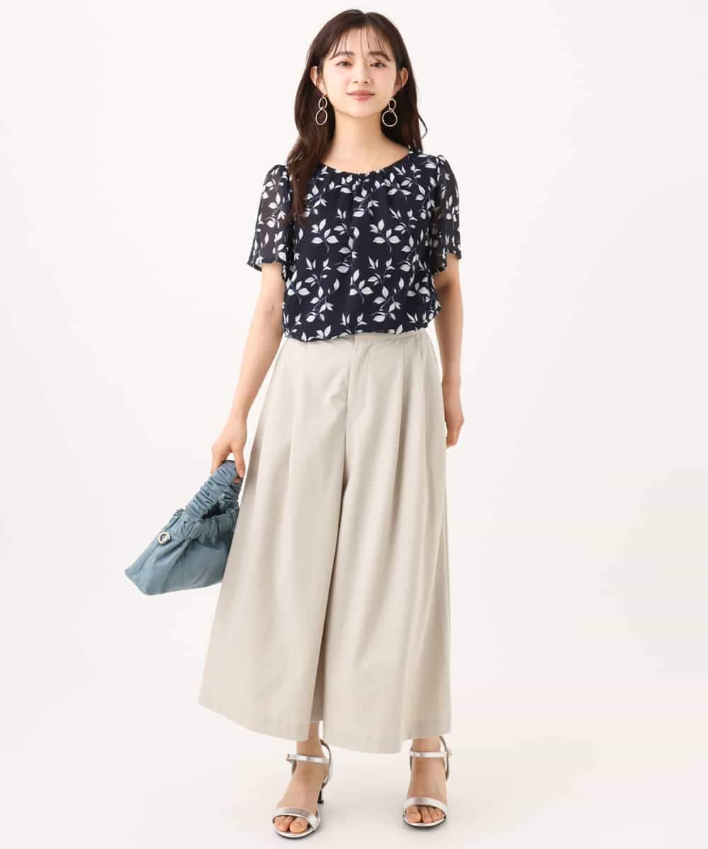 F1LJD76170 MK MICHEL KLEIN(小さいサイズ)(メゾン ドゥ サンク) 【小さいサイズ】[瞬美シリーズ/UVカット/接触冷感/速乾/洗濯機で洗える]トリコット ワイドクロップドパンツ ベージュ