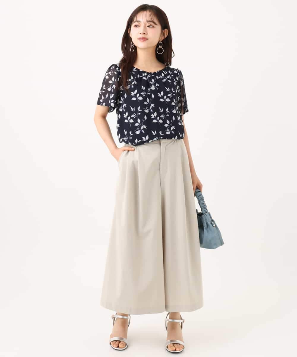 F1LJD76170 MK MICHEL KLEIN(小さいサイズ)(メゾン ドゥ サンク) 【小さいサイズ】[瞬美シリーズ/UVカット/接触冷感/速乾/洗濯機で洗える]トリコット ワイドクロップドパンツ ベージュ