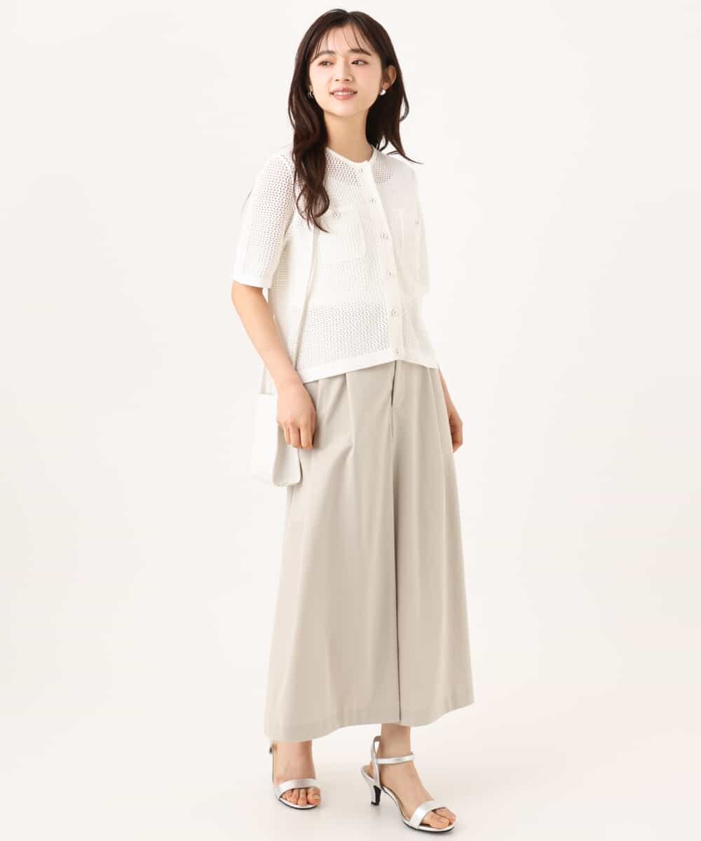 F1LJD76170 MK MICHEL KLEIN(小さいサイズ)(メゾン ドゥ サンク) 【小さいサイズ】[瞬美シリーズ/UVカット/接触冷感/速乾/洗濯機で洗える]トリコット ワイドクロップドパンツ ベージュ