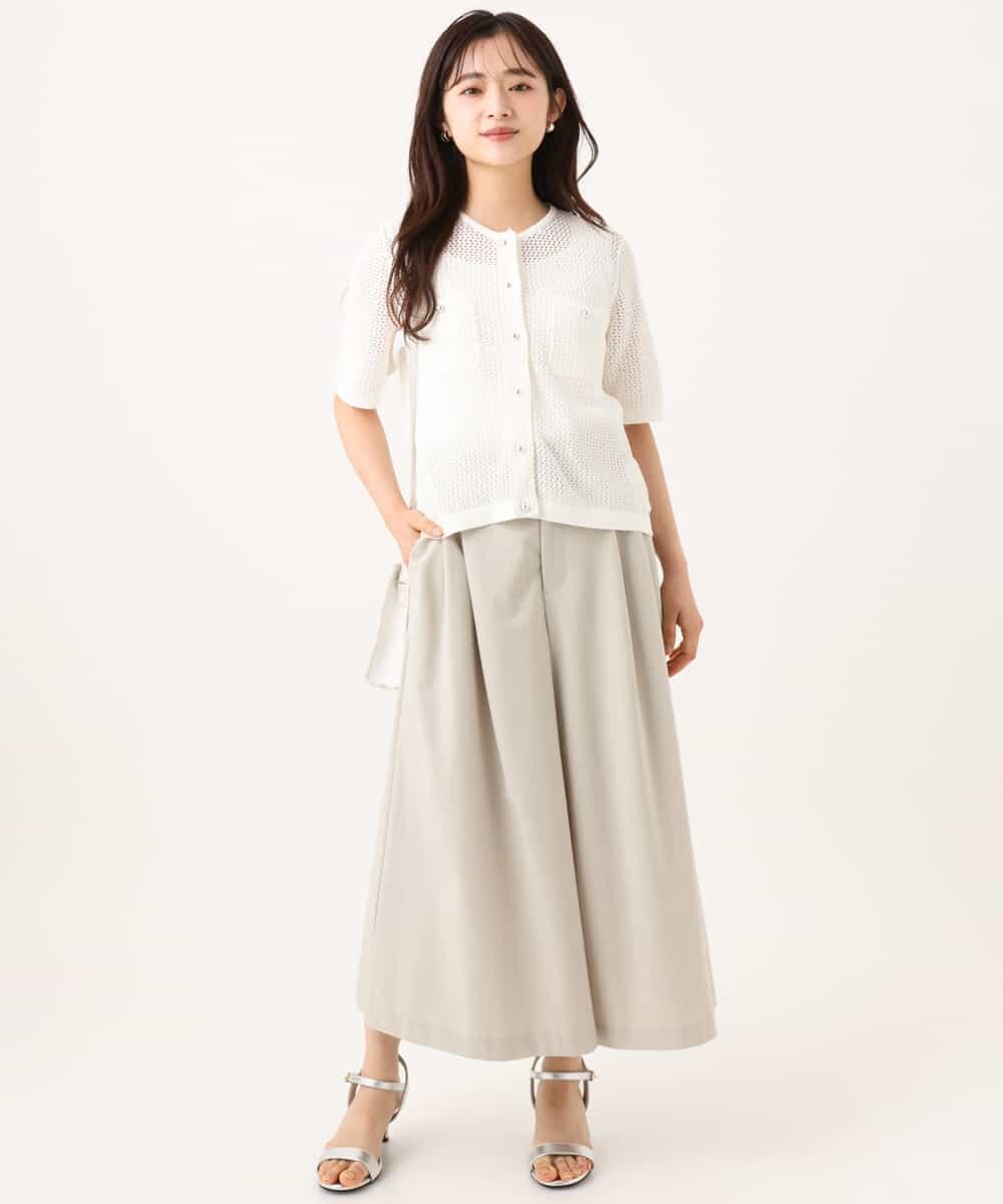 F1LJD76170 MK MICHEL KLEIN(小さいサイズ)(メゾン ドゥ サンク) 【小さいサイズ】[瞬美シリーズ/UVカット/接触冷感/速乾/洗濯機で洗える]トリコット ワイドクロップドパンツ ベージュ
