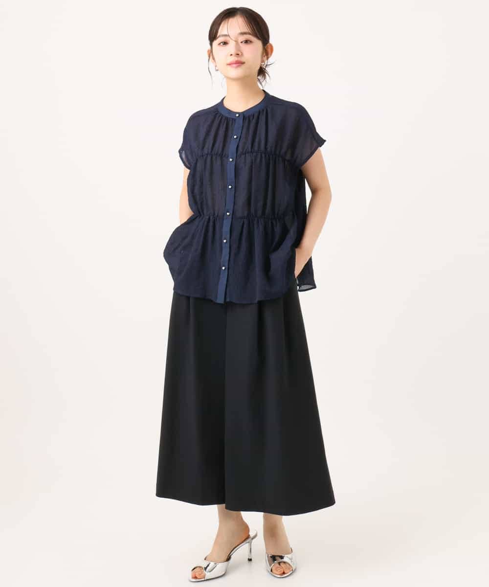 F1LJD76170 MK MICHEL KLEIN(小さいサイズ)(メゾン ドゥ サンク) 【小さいサイズ】[瞬美シリーズ/UVカット/接触冷感/速乾/洗濯機で洗える]トリコット ワイドクロップドパンツ ベージュ
