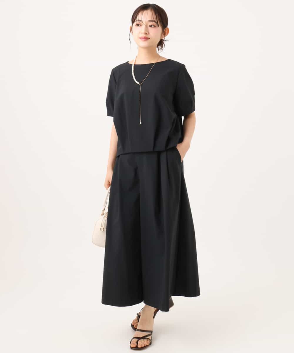 F1LJD76170 MK MICHEL KLEIN(小さいサイズ)(メゾン ドゥ サンク) 【小さいサイズ】[瞬美シリーズ/UVカット/接触冷感/速乾/洗濯機で洗える]トリコット ワイドクロップドパンツ ベージュ