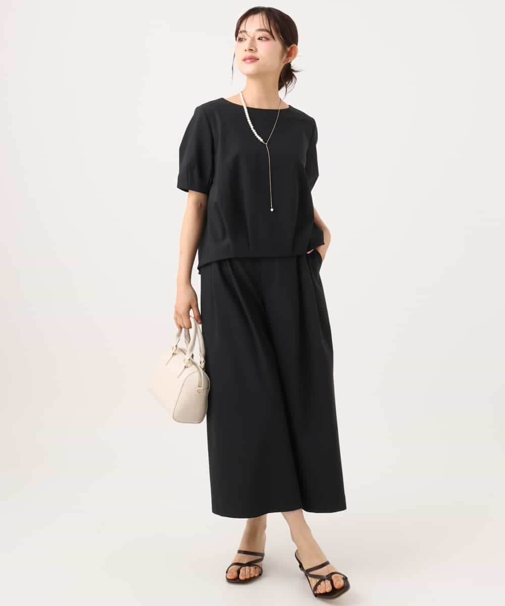 F1LJD76170 MK MICHEL KLEIN(小さいサイズ)(メゾン ドゥ サンク) 【小さいサイズ】[瞬美シリーズ/UVカット/接触冷感/速乾/洗濯機で洗える]トリコット ワイドクロップドパンツ ベージュ