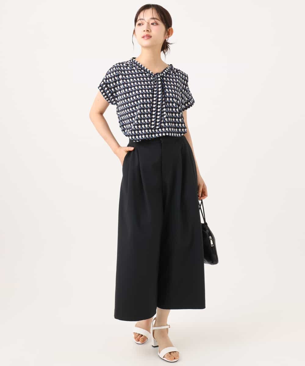 F1LJD76170 MK MICHEL KLEIN(小さいサイズ)(メゾン ドゥ サンク) 【小さいサイズ】[瞬美シリーズ/UVカット/接触冷感/速乾/洗濯機で洗える]トリコット ワイドクロップドパンツ ベージュ