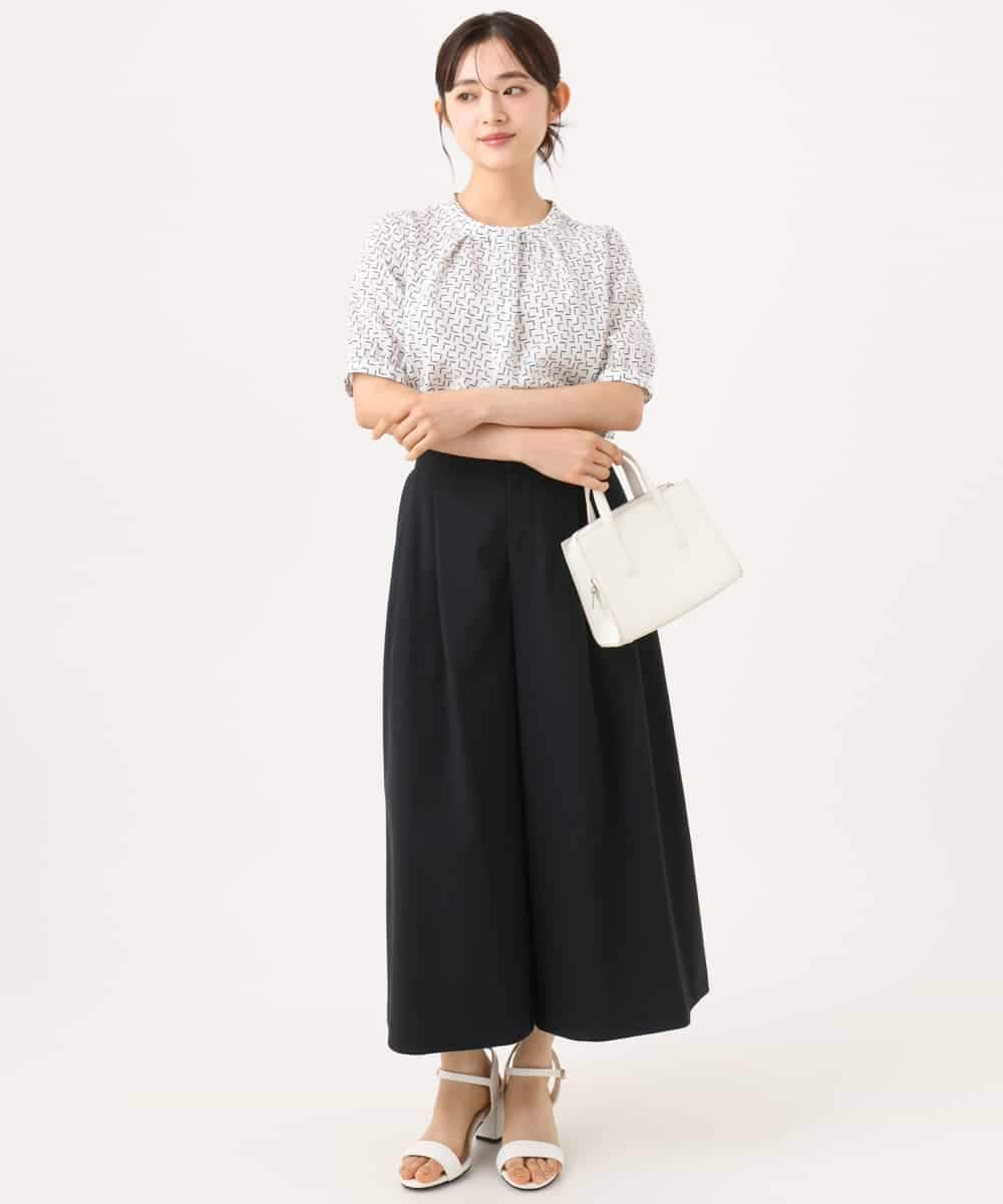 F1LJD76170 MK MICHEL KLEIN(小さいサイズ)(メゾン ドゥ サンク) 【小さいサイズ】[瞬美シリーズ/UVカット/接触冷感/速乾/洗濯機で洗える]トリコット ワイドクロップドパンツ ベージュ