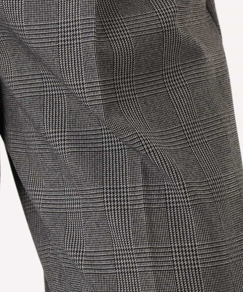 F1LJE45160 MK MICHEL KLEIN(小さいサイズ)(メゾン ドゥ サンク) 【小さいサイズ】[洗える/イージーケア/抗ピリング/ナチュラルストレッチ/ソフトタッチ]ストレートワイドシルエットパンツ（チェック） ダークグレー