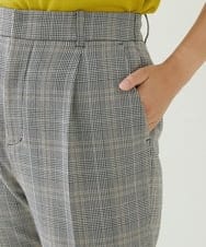 F1LJP36140 MK MICHEL KLEIN(小さいサイズ)(メゾン ドゥ サンク) 【小さいサイズ】裏起毛ベーシックテーパードパンツ（無地・チェック）/Comfortシリーズ/洗える ライトグレー（チェック）