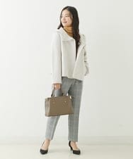 F1LJP36140 MK MICHEL KLEIN(小さいサイズ)(メゾン ドゥ サンク) 【小さいサイズ】裏起毛ベーシックテーパードパンツ（無地・チェック）/Comfortシリーズ/洗える ライトグレー（チェック）