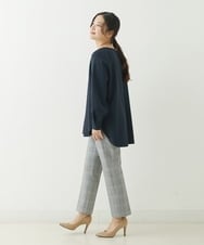 F1LJP36140 MK MICHEL KLEIN(小さいサイズ)(メゾン ドゥ サンク) 【小さいサイズ】裏起毛ベーシックテーパードパンツ（無地・チェック）/Comfortシリーズ/洗える ライトグレー（チェック）