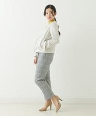 F1LJP36140 MK MICHEL KLEIN(小さいサイズ)(メゾン ドゥ サンク) 【小さいサイズ】裏起毛ベーシックテーパードパンツ（無地・チェック）/Comfortシリーズ/洗える ライトグレー（チェック）