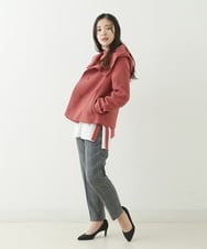 F1LJP36140 MK MICHEL KLEIN(小さいサイズ)(メゾン ドゥ サンク) 【小さいサイズ】裏起毛ベーシックテーパードパンツ（無地・チェック）/Comfortシリーズ/洗える ライトグレー（チェック）