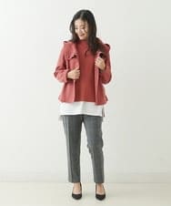 F1LJP36140 MK MICHEL KLEIN(小さいサイズ)(メゾン ドゥ サンク) 【小さいサイズ】裏起毛ベーシックテーパードパンツ（無地・チェック）/Comfortシリーズ/洗える ライトグレー（チェック）
