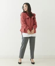 F1LJP36140 MK MICHEL KLEIN(小さいサイズ)(メゾン ドゥ サンク) 【小さいサイズ】裏起毛ベーシックテーパードパンツ（無地・チェック）/Comfortシリーズ/洗える ライトグレー（チェック）