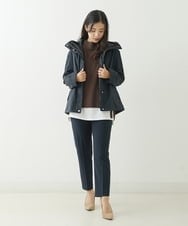 F1LJP36140 MK MICHEL KLEIN(小さいサイズ)(メゾン ドゥ サンク) 【小さいサイズ】裏起毛ベーシックテーパードパンツ（無地・チェック）/Comfortシリーズ/洗える ライトグレー（チェック）