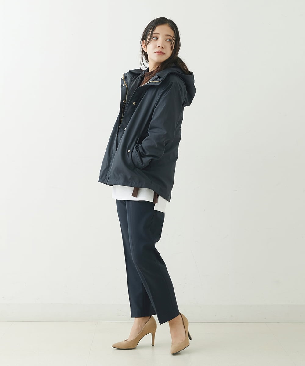 F1LJP36140 MK MICHEL KLEIN(小さいサイズ)(メゾン ドゥ サンク) 【小さいサイズ】裏起毛ベーシックテーパードパンツ（無地・チェック）/Comfortシリーズ/洗える ライトグレー（チェック）
