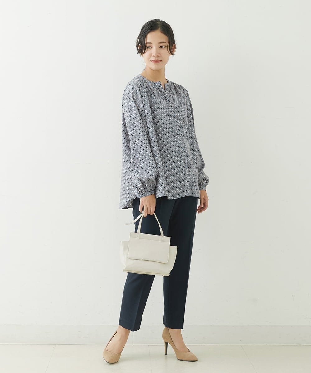 F1LJP36140 MK MICHEL KLEIN(小さいサイズ)(メゾン ドゥ サンク) 【小さいサイズ】裏起毛ベーシックテーパードパンツ（無地・チェック）/Comfortシリーズ/洗える ライトグレー（チェック）