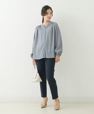 F1LJP36140 MK MICHEL KLEIN(小さいサイズ)(メゾン ドゥ サンク) 【小さいサイズ】裏起毛ベーシックテーパードパンツ（無地・チェック）/Comfortシリーズ/洗える ライトグレー（チェック）