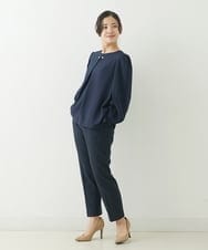 F1LJP36140 MK MICHEL KLEIN(小さいサイズ)(メゾン ドゥ サンク) 【小さいサイズ】裏起毛ベーシックテーパードパンツ（無地・チェック）/Comfortシリーズ/洗える ライトグレー（チェック）