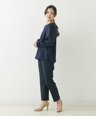 F1LJP36140 MK MICHEL KLEIN(小さいサイズ)(メゾン ドゥ サンク) 【小さいサイズ】裏起毛ベーシックテーパードパンツ（無地・チェック）/Comfortシリーズ/洗える ライトグレー（チェック）