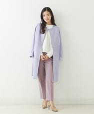 F1LJP36140 MK MICHEL KLEIN(小さいサイズ)(メゾン ドゥ サンク) 【小さいサイズ】裏起毛ベーシックテーパードパンツ（無地・チェック）/Comfortシリーズ/洗える ライトグレー（チェック）