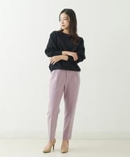 F1LJP36140 MK MICHEL KLEIN(小さいサイズ)(メゾン ドゥ サンク) 【小さいサイズ】裏起毛ベーシックテーパードパンツ（無地・チェック）/Comfortシリーズ/洗える ライトグレー（チェック）