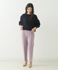 F1LJP36140 MK MICHEL KLEIN(小さいサイズ)(メゾン ドゥ サンク) 【小さいサイズ】裏起毛ベーシックテーパードパンツ（無地・チェック）/Comfortシリーズ/洗える ライトグレー（チェック）