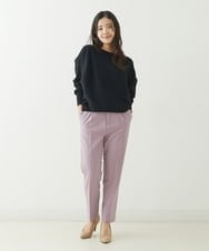F1LJP36140 MK MICHEL KLEIN(小さいサイズ)(メゾン ドゥ サンク) 【小さいサイズ】裏起毛ベーシックテーパードパンツ（無地・チェック）/Comfortシリーズ/洗える ライトグレー（チェック）