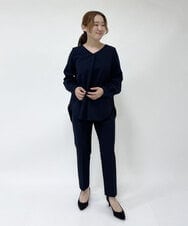 F1LJP36140 MK MICHEL KLEIN(小さいサイズ)(メゾン ドゥ サンク) 【小さいサイズ】裏起毛ベーシックテーパードパンツ（無地・チェック）/Comfortシリーズ/洗える ライトグレー（チェック）