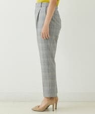 F1LJP36140 MK MICHEL KLEIN(小さいサイズ)(メゾン ドゥ サンク) 【小さいサイズ】裏起毛ベーシックテーパードパンツ（無地・チェック）/Comfortシリーズ/洗える ライトグレー（チェック）